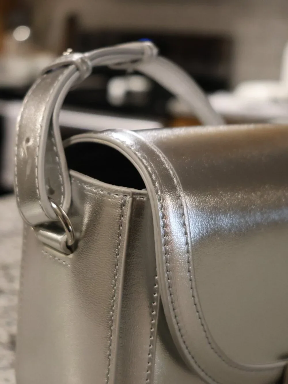 Loft Silver Metallic Crossbody Bag - Picture 9 of 13